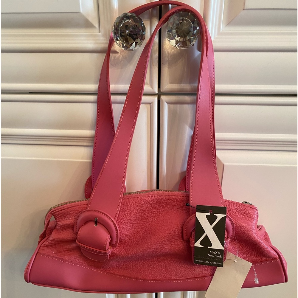 NWT MAXX New York Pink Smooth and Pebbled Vegan Leather Shoulder Bag